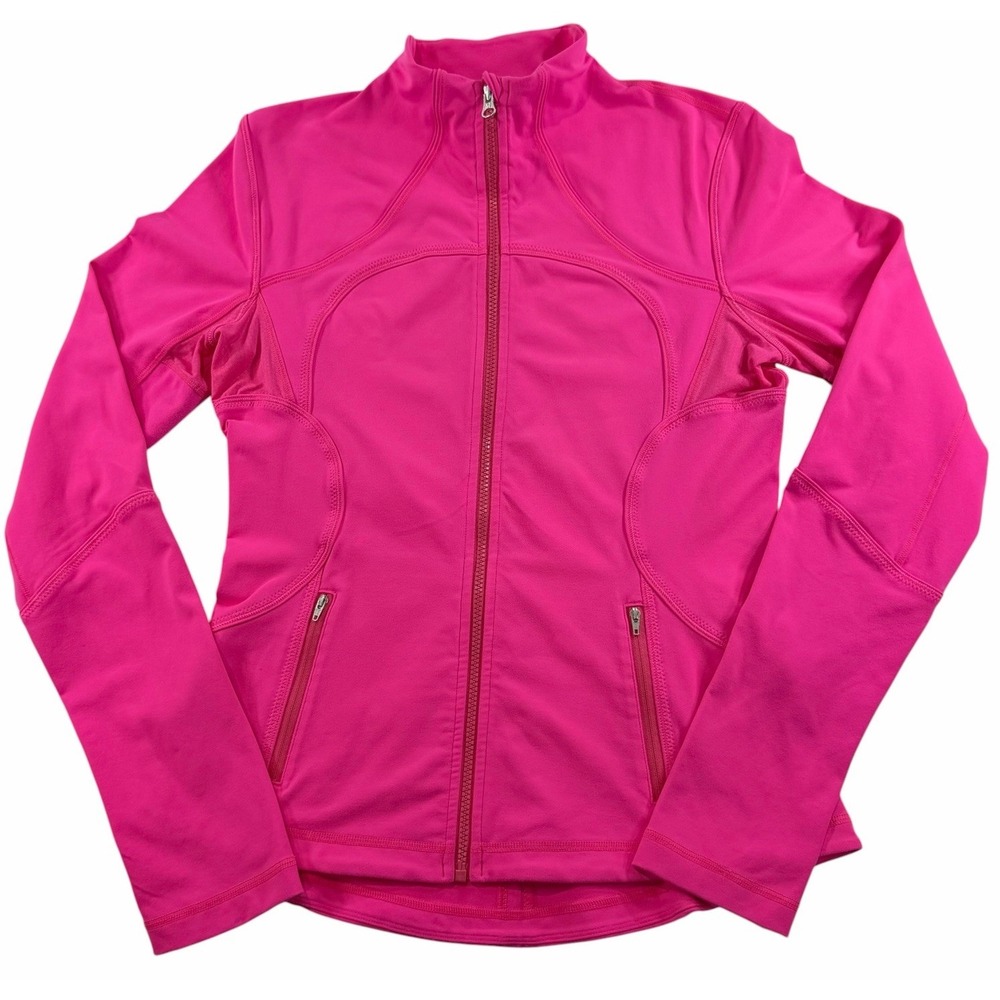 Lululemon Forme Women's Jacket Hot Pink Full Zip Athletic Thumbholes Size 10